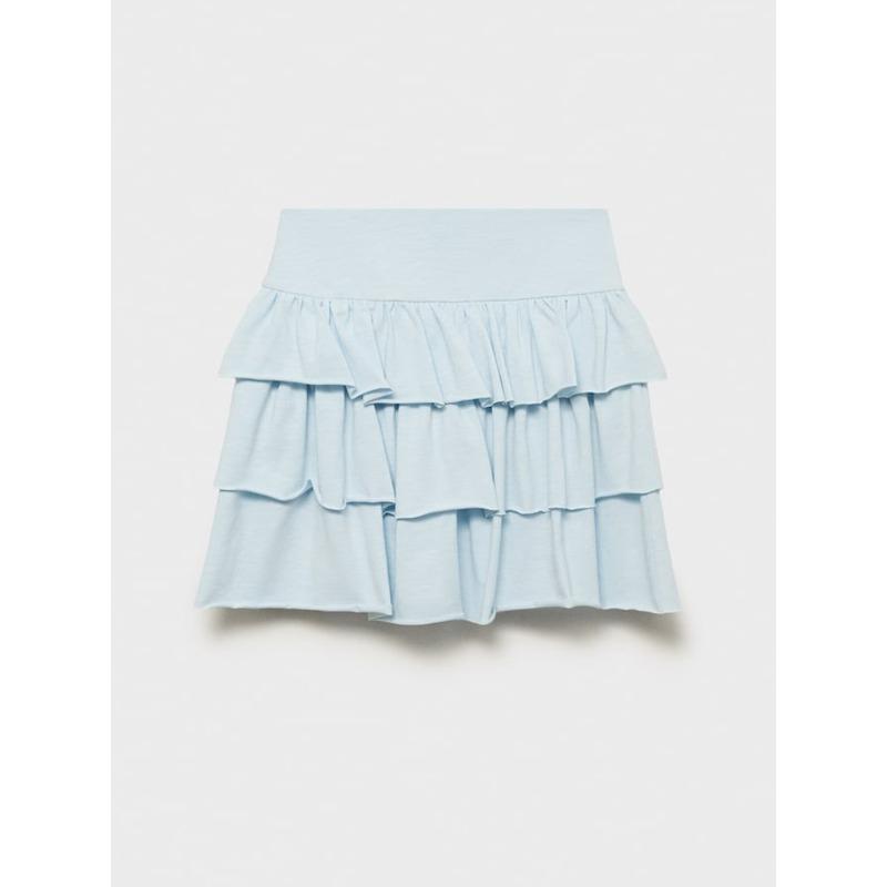 Mango Kids Girls' Blue Layered Skirt with Attached Shorts | Comfortable Skort