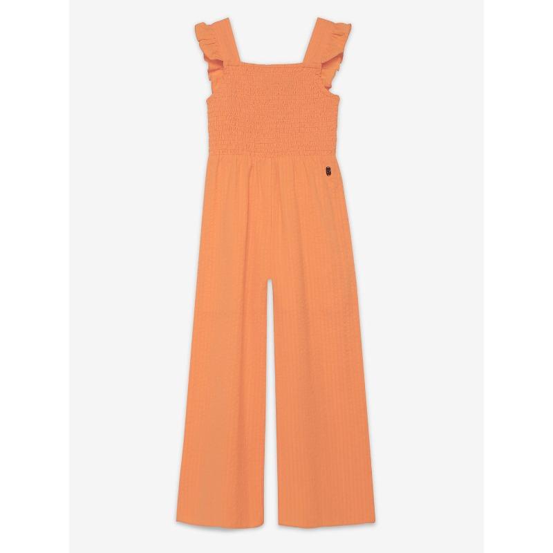 Ed-a-Mamma Girls' Stylish Square Neck Smocked Cotton Jumpsuit