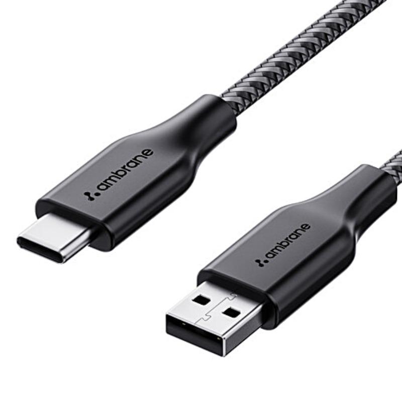 Ambrane Unbreakable 1.5m Braided Type C Cable - Fast Charge 3A, Black