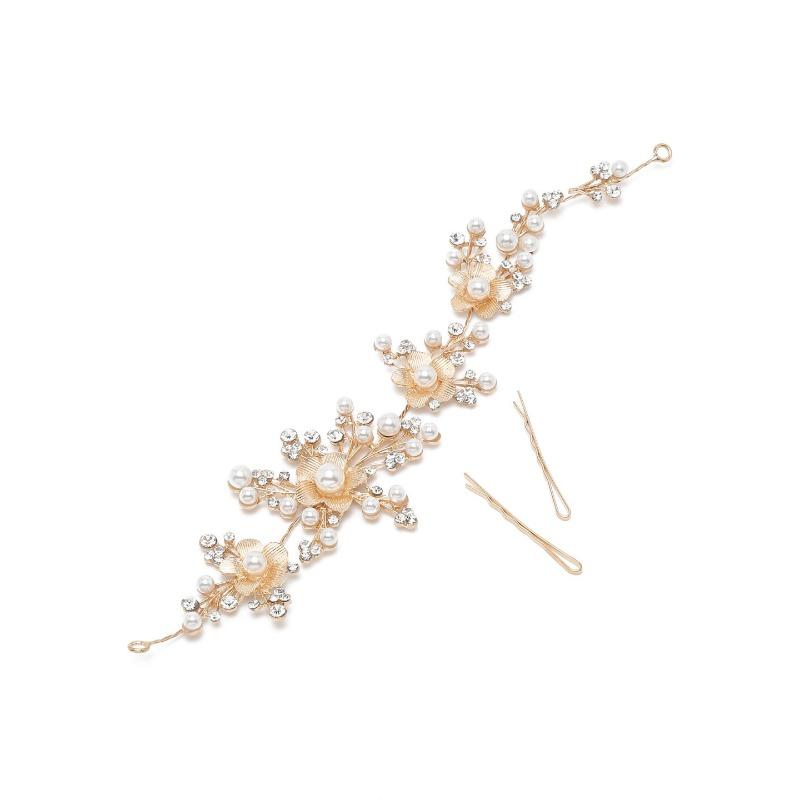 Anouk Girls Gold & White Embellished Tiara - Perfect for Parties & Occasions