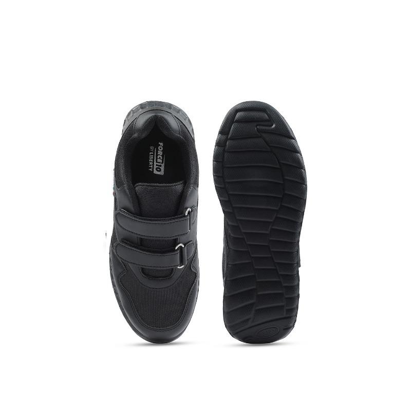 Liberty Force 10 Kids Black Velcro School Shoes