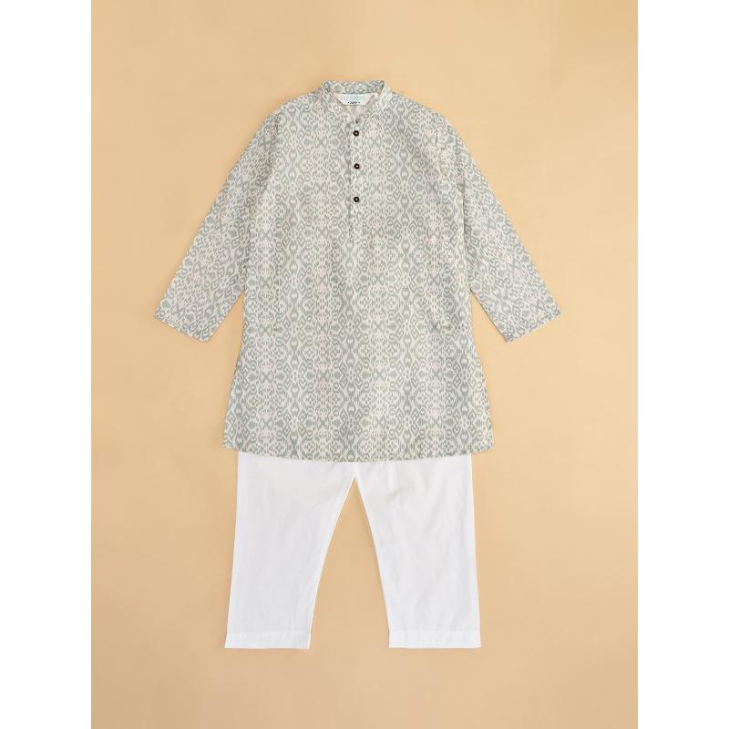 indus route by Pantaloons Boys Pure Cotton Ethnic Kurta & Trousers Set