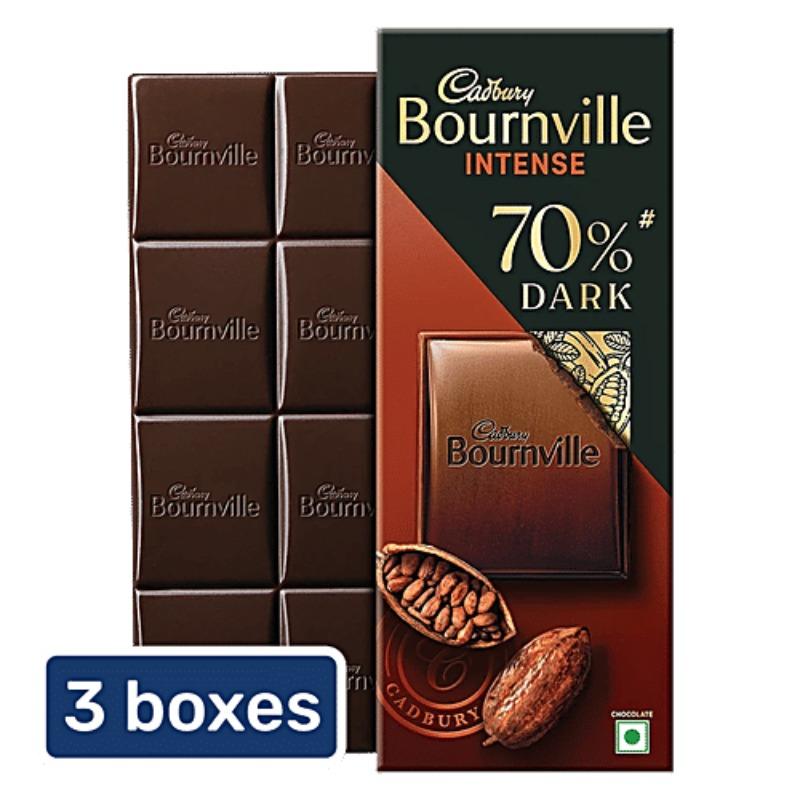 Cadbury Bournville Rich Cocoa 70% Dark Chocolate Bar, 3x75 g (Multipack)