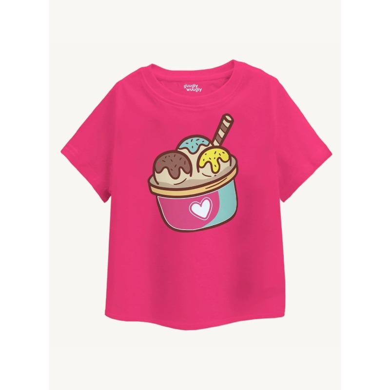 Guugly Wuugly Girls' Super Soft Ice Cream Graphic Cotton T-Shirt