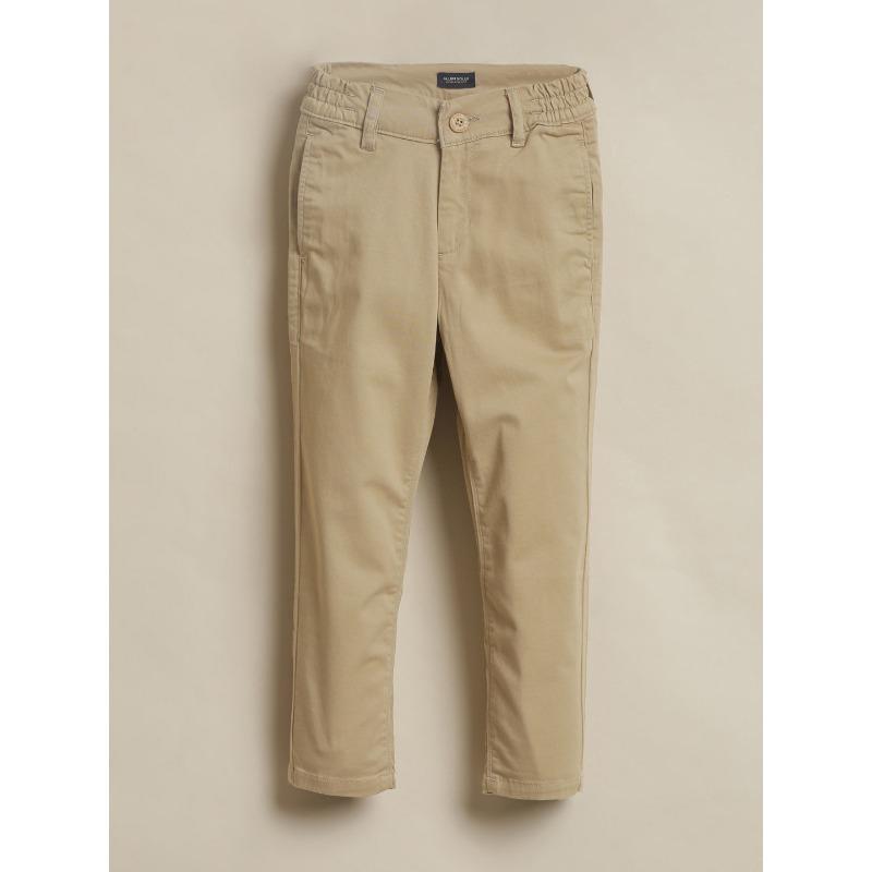 Allen Solly Junior Boys Brown Slim Fit Trousers | Mid-Rise Cotton Blend