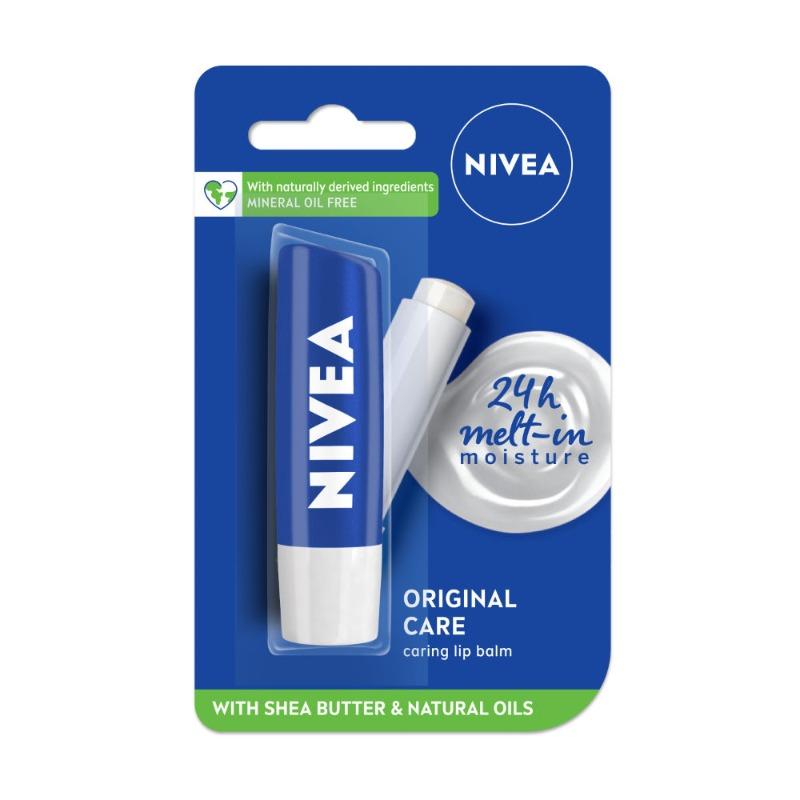 NIVEA Shea Butter Lip Balm | Natural Oils, 24H Moisture & Original Care