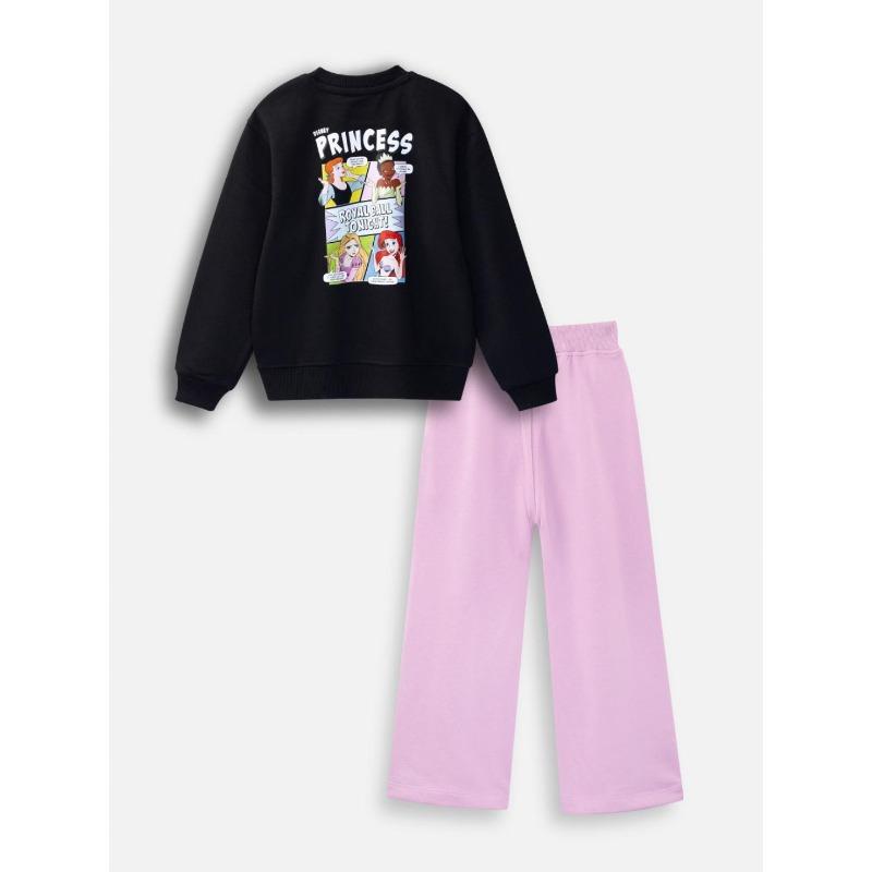 Nap Chief Girls Disney Princess Printed Cotton Sweatshirt & Joggers Co-Ord Set