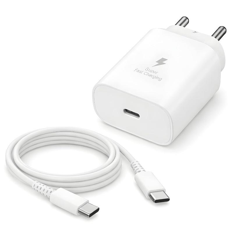 25W Samsung Super Fast Charger with Type-C to C Cable | Galaxy S/A/M/F/Z Series | BIS Certified